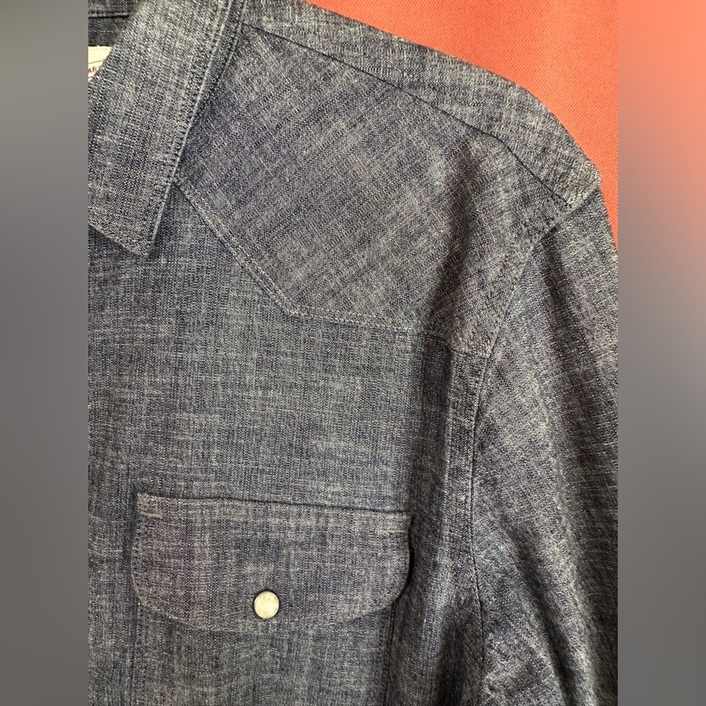 Vintage Lucky Brand Men's S Chambray Western Shirt Classic Fit Snap Buttons - Picture 4 of 10